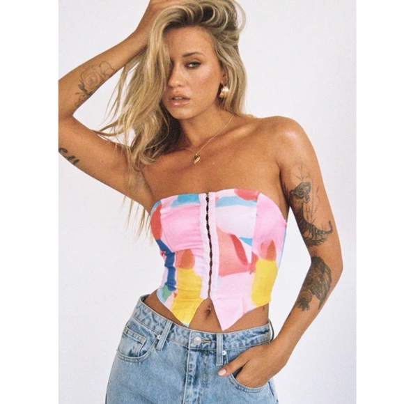 NWT Princess Polly Love All Strapless Crop Top in Multi Size 8 - Picture 3 of 10